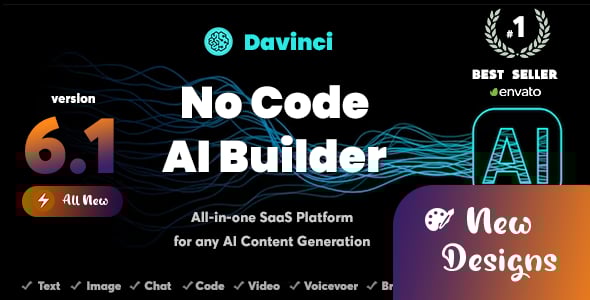 DaVinci AI - OpenAI Content, Text, Image, Voice, Chat, Code, Transcript, and Video Generator as SaaS