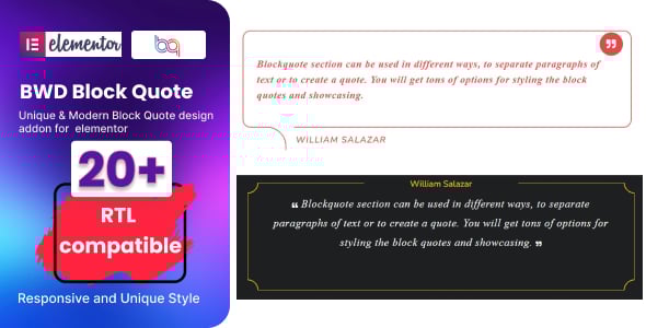 Block Quote addon for elementor