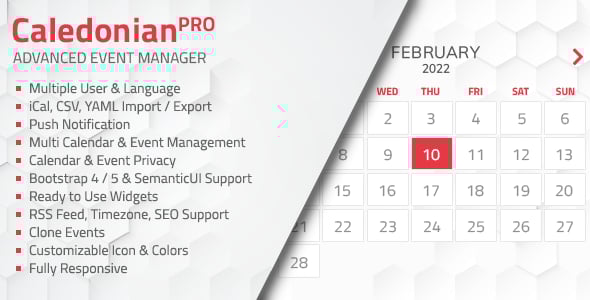 Caledonian PRO PHP Event Calendar